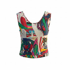 Jenny Kee Flamingo Park Vintage Tank Top Cotton Australia Rare Size 12 Art Print