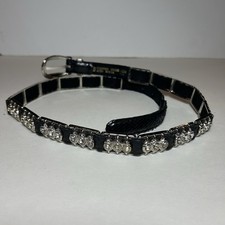 Genuine Snakeskin Belt Black Rhinestone Link Slim M/L ALT 95424