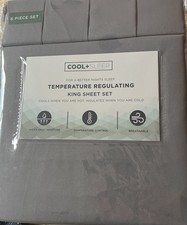 Cool Sleep Temperature Regulating Gray King Size Bed Sheet Set 6 Pc Cooling