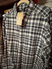 EDDIE BAUER Flannel Shirt NEW Men's 2XL Gray Button Down FREE SHIPPING