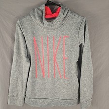 Nike Girls Sweatshirt XL Grey Hoodie Logo Pink Graphic Long Sleeve Pullover