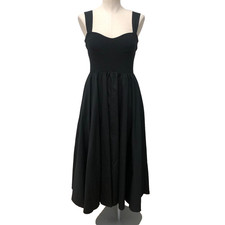 J Crew Sweetheart Tank Dress Poplin Skirt Womens Small Black Midi Classic Retro