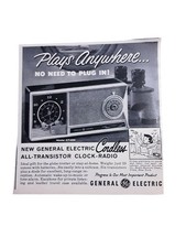 1960 General Electric Clock Radio Model CT455 Vintage GE Print Ad