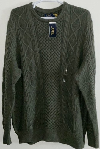 POLO RALPH LAUREN BIG & TALL CABLE KNIT FISHERMAN SWEATER SAGE GREEN 2XLT NWT - Bild 4 von 9