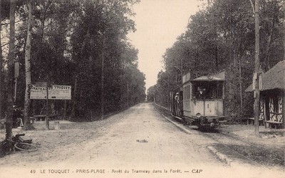 France Le Touquet Paris Plage Arret du Traway dans la Foret Tram postcard B848