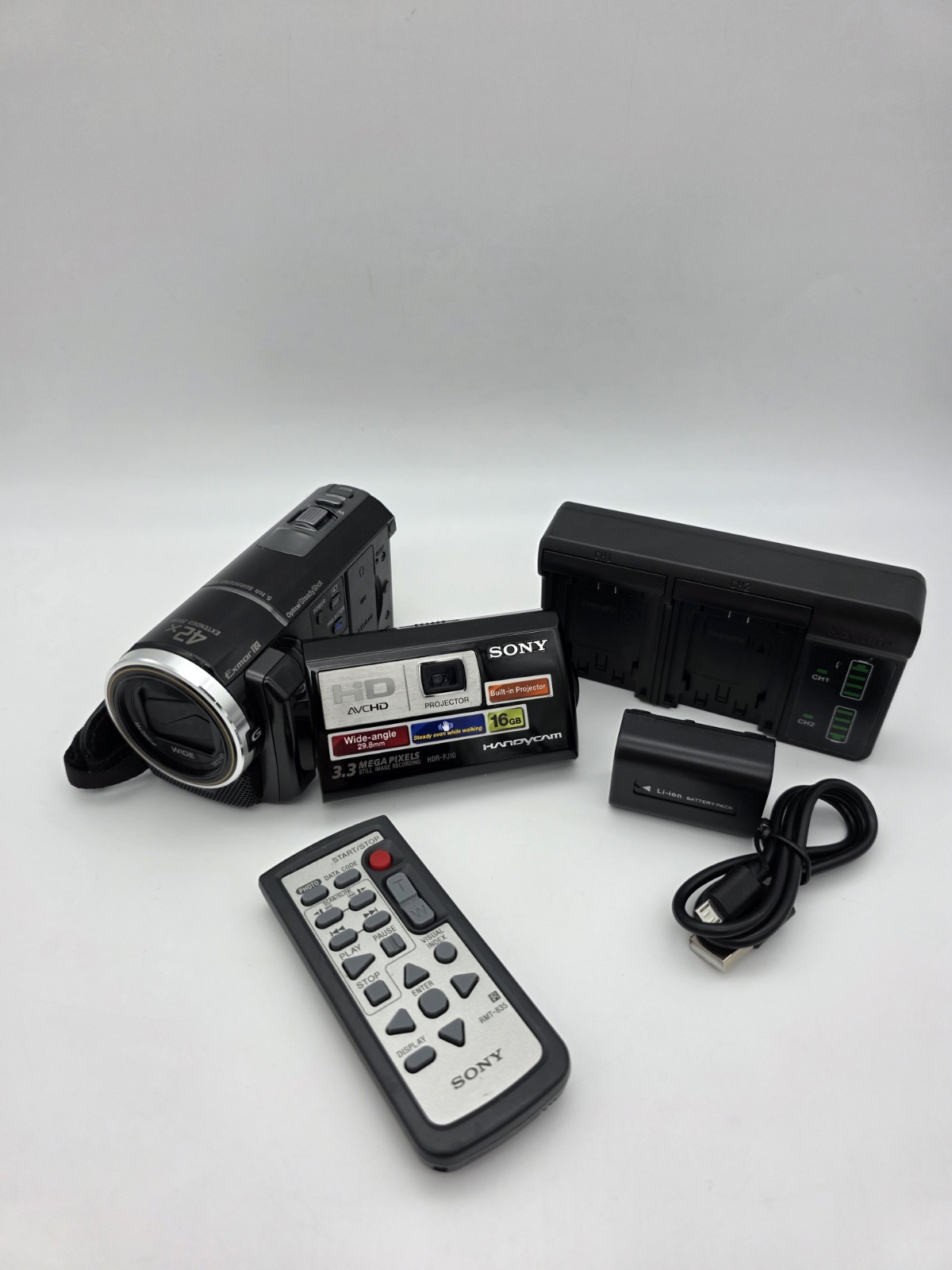 Sony HDR-PJ10 Full HD Camcorder with Remote Battery Charger and 16GB SD Card