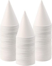 6 Oz Snow Cone Cups, 100Pc White Paper Cone Cups Wax Coated Leakproof Cone Paper
