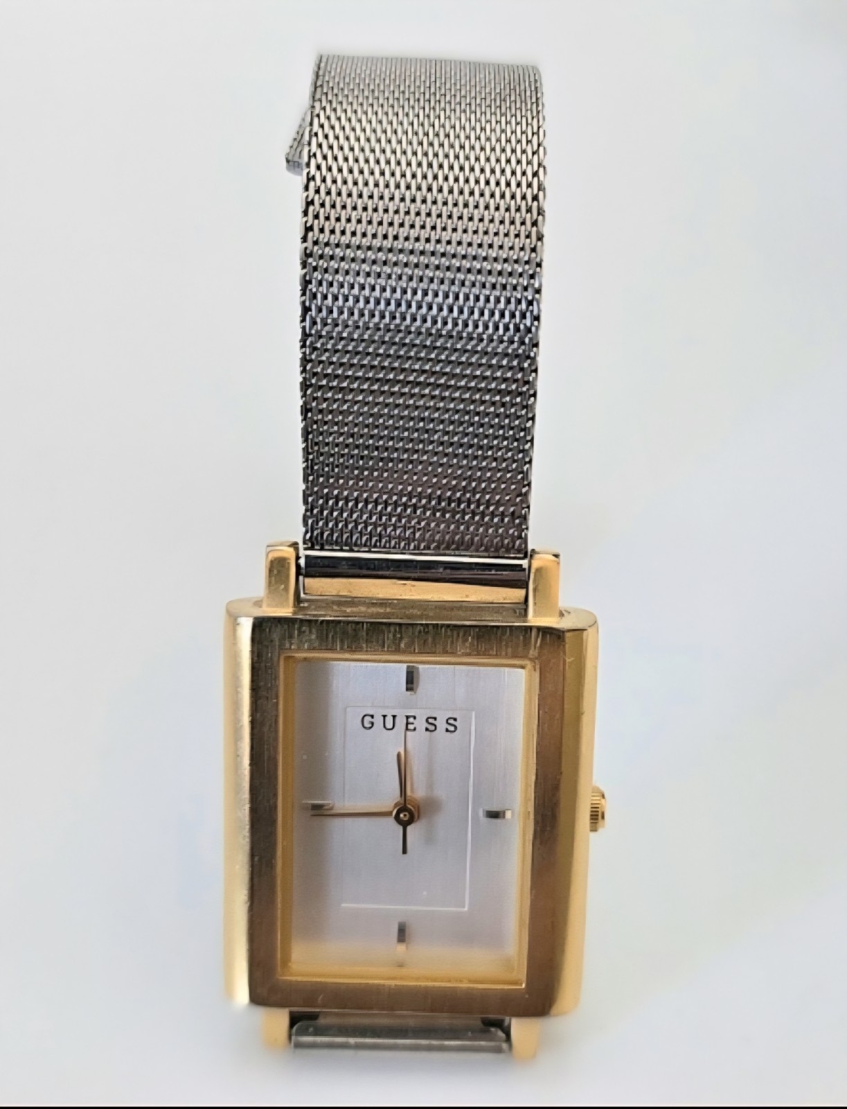 GUESS Wristwatch Womens Silver Tone Mesh Band Watch, Quartz, Working