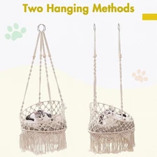 Mewoofun Cat Hammock Sleeping Nest Handwoven Window Swing Bed Cat Sleep Basket ]