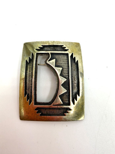 Native American Brooch Delmar Lamson Hopi Sunray Cut Out Signed Silver