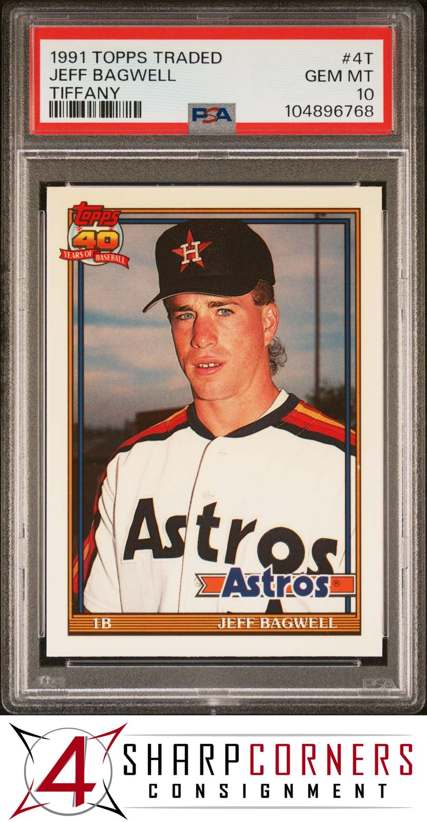 1991 TOPPS TRADED TIFFANY #4T JEFF BAGWELL RC HOF PSA 10