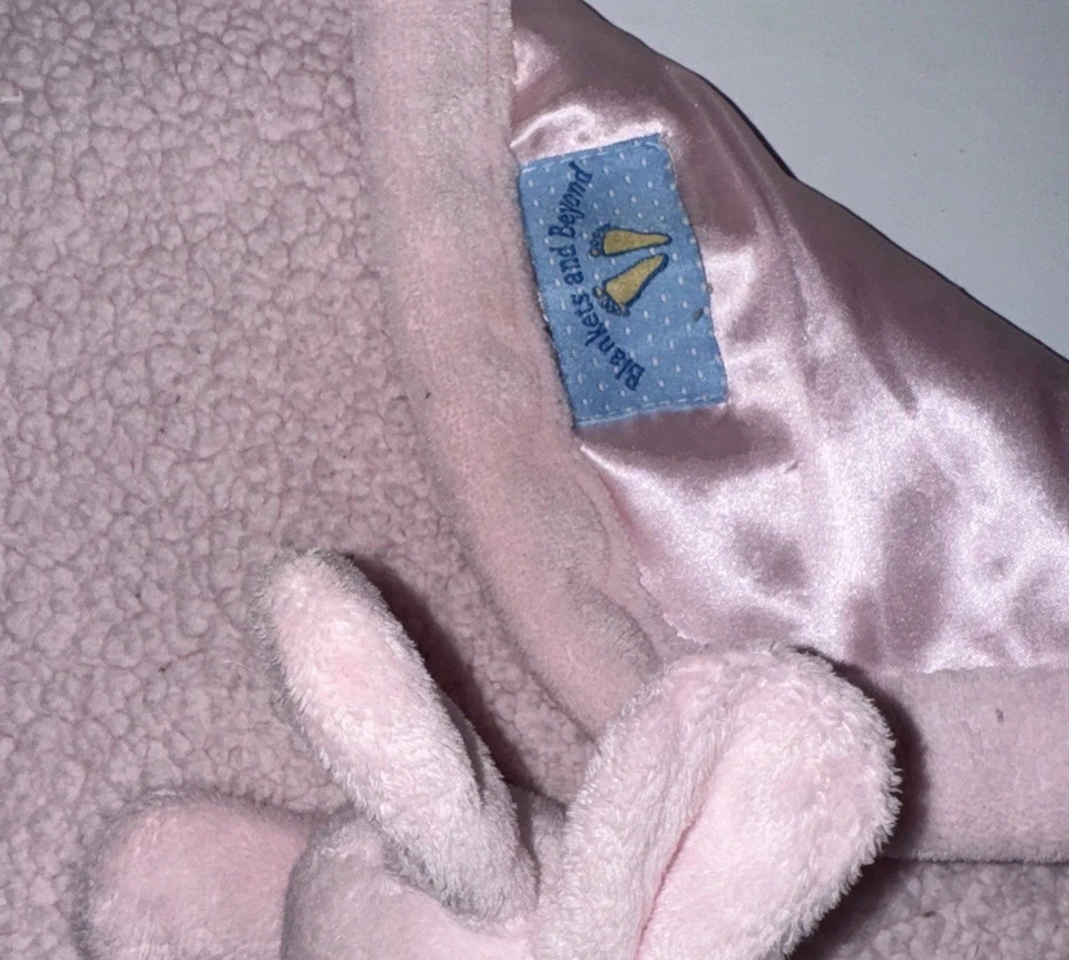 Mantas y más allá Pink Bunny Rabbit Peluche Lovey Satén Manta de Seguridad Difícil de Encontrar Foto 4 de 4