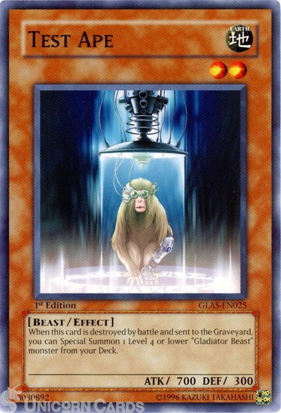 GLAS-EN025 Test Ape : Common 1st Edition Mint YuGiOh Card