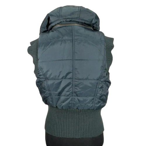 FREE PEOPLE Chaleco acolchado con capucha Chaqueta M Verde Azul Boho Cuadros Gorpcore Exterior Foto 2 de 4