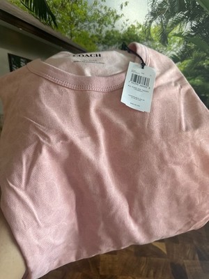 Coach Women's Pink All Over Signature Organic Cotton T-Shirt