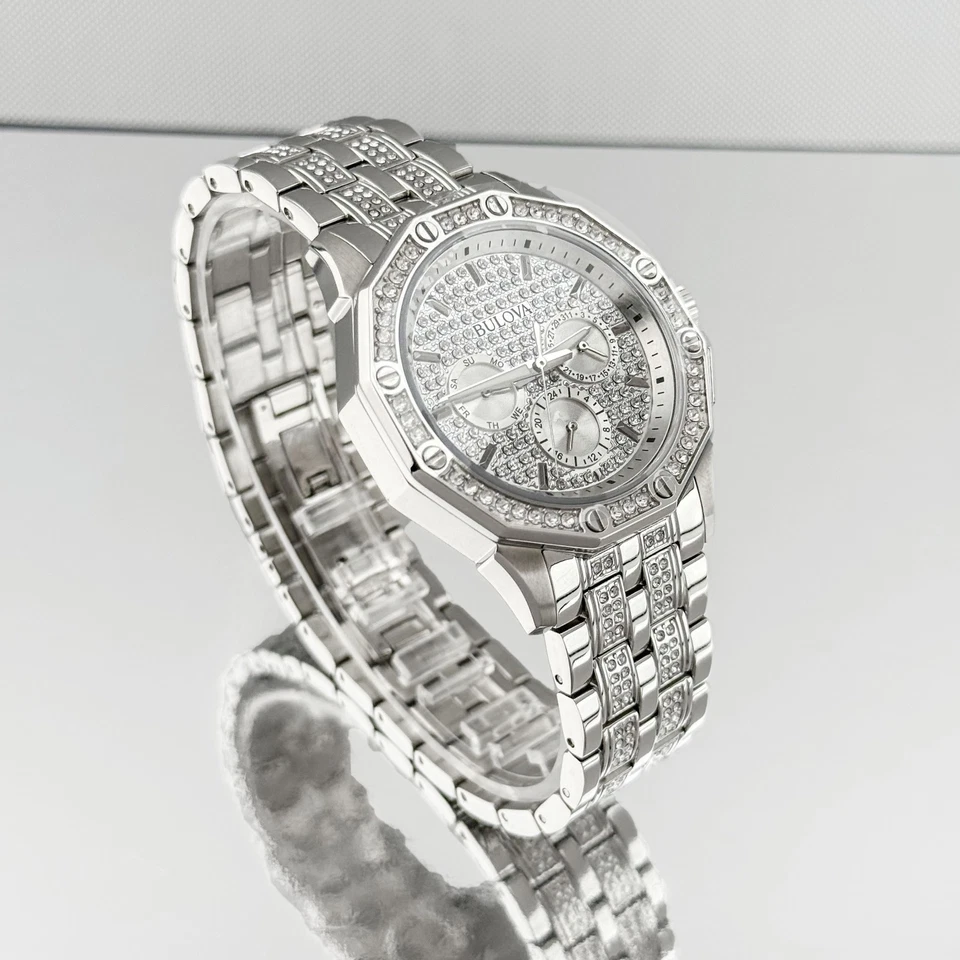 Reloj de cuarzo Bulova Octava cronógrafo para hombre 41,5 mm esfera cristal pavé 96C134 Foto 4 de 4