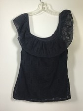 Woman's Black Medium Off The Shoulder Sleeveless Lacy Blouse