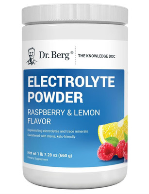 Dr. Berg Zero Sugar Keto Electrolyte Powder, Raspberry Lemon, 100 Serving