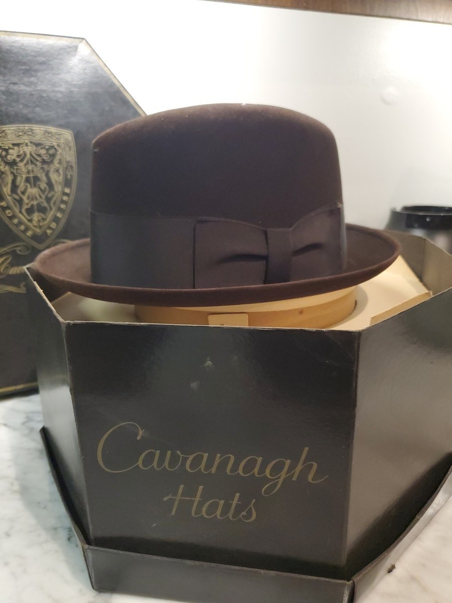 Vintage Cavanagh Fedora Hat Men's Rich Mocha Felt Hat 7 1/8 With