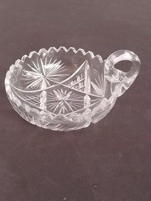 REDUZIERT! Vintage American Brillantschliff Glas Sägezahn Rand Griff Windelschale