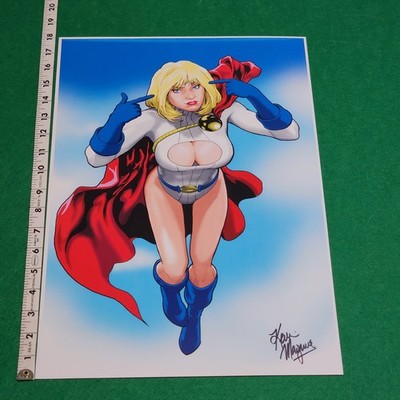 Kevin Maguire Power Girl Signed Comic Art Print 18x12 DC Comics Original Art