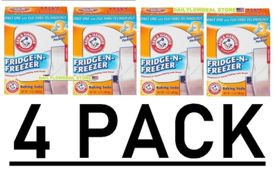 #ad 4 PACK Arm amp; Hammer Baking Soda Fridge n Freezer Odor Absorber 14 oz Each box $7.74