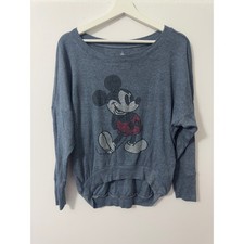 Disney Parks Mickey Mouse Sweatshirt Womens Small Blue Rhinestone Stud