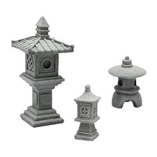 3pcs Mini Pagoda Garden Statue Miniature Japanese Style Pagoda Lantern Outdoor F