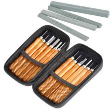 17Pack Small Wood Carving Set, 12pcs Wood Carving Tools SK2 Carbon Steel  4pcs