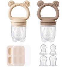 2 Pack Silicone Baby Fruit Feeder with Mini Freezer Tray, Breastmilk Popsicle...