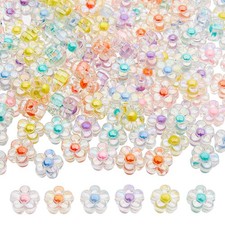 1box 180pcs Acrylic Flower Beads 6 colors Transparent Flower Beads 2.8mm Hole