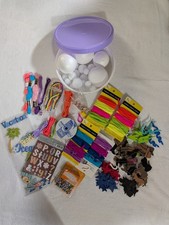 Lot Unused Crafts Supplies Beads Foam Balls Cords Stickers Yarn Flowers Ribbons