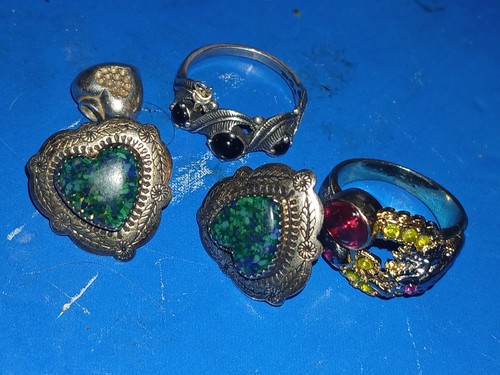 925 Sterling Silver Marked Jewelry Lot w. Rongs Earrings Studs Charm 19.5g