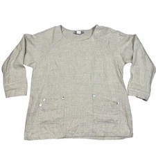 Match Point Womens Size M Linen Pullover Tunic Top Boho Lagenlook