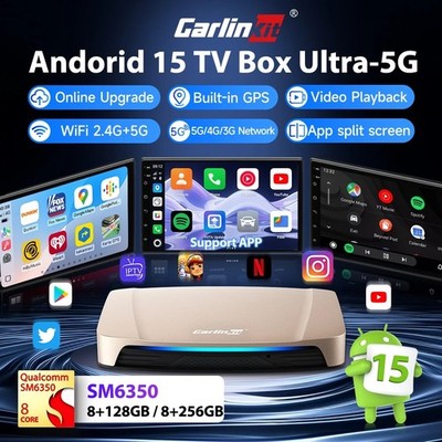 Android 15 Wireless CarPlay Android Auto Adapter 8GB 256GB GPS