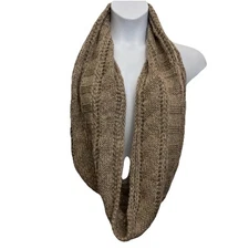 Modena Womens Thick Cable Knit  Beige/Flecks of Black Infinity Scraf Wrap 1 Size