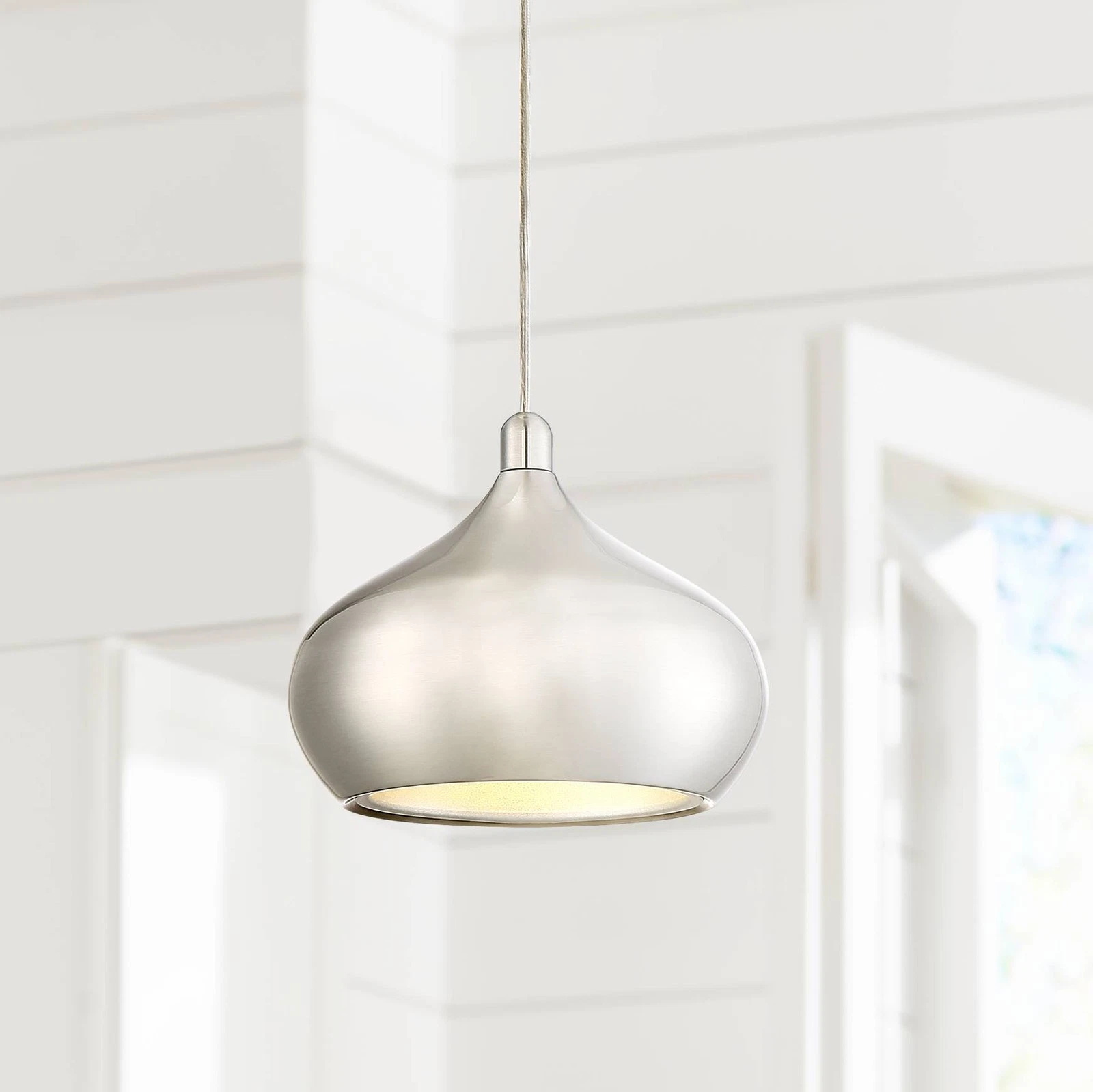 Possini Euro Holland 7 1/2" Wide Satin Nickel Modern LED Mini Pendant - Thumbnail 5