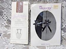 VTG Frederick  s Of Hollywood Suspender PantyHose Black Nylon  Queen Tex New