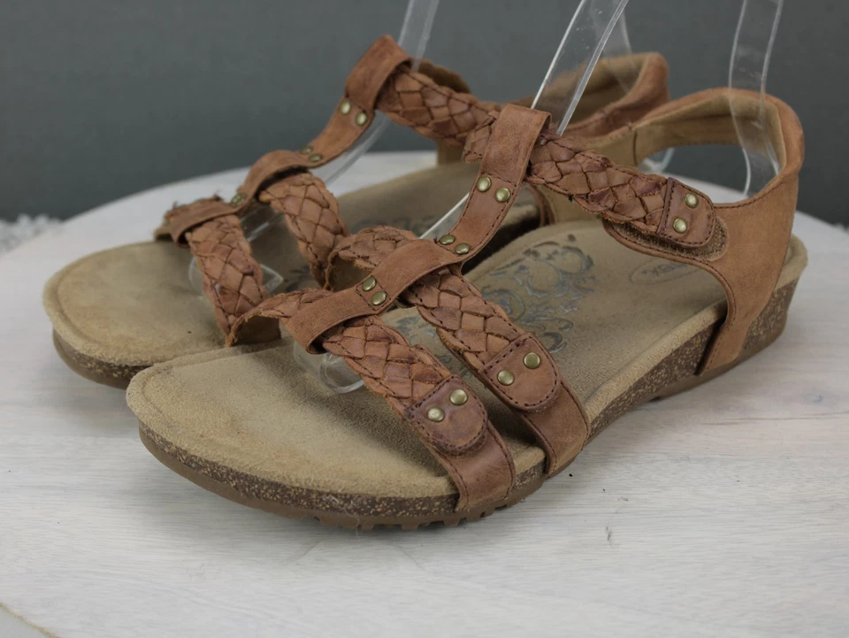 Sandalias de cuero Aetrex para mujer 8,5 marrón trenzadas cómodas informales Foto 4 de 4