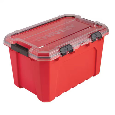 Husky Storage Container 20 Gal Heavy Duty Waterproof Stackable Plastic Bin Red
