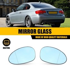 Pair Blue Heated Side Door Wing Mirror Glass Fits 2000-2009 BMW 3 Series E46 E93