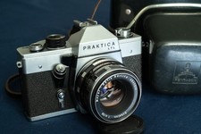  TESTED Praktica LLC SLR 35mm Camera w/ Meyer-Optik G rlitz Oreston 1.8/50