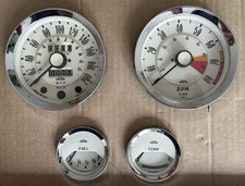 Triumph Spitfire Mk3 km/h Jaeger gauge set magnolia faces SAH spec rev counter