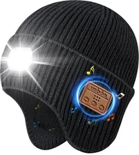 Gifts for Men, Bluetooth Beanie with Light, LED Beanie Hat with Light and Blueto