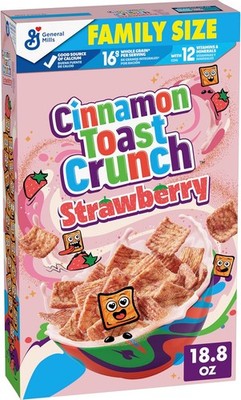 Cinnon Toast Crunch Breakfast Cereal, Crispy Stberry Cereal, Fily Size