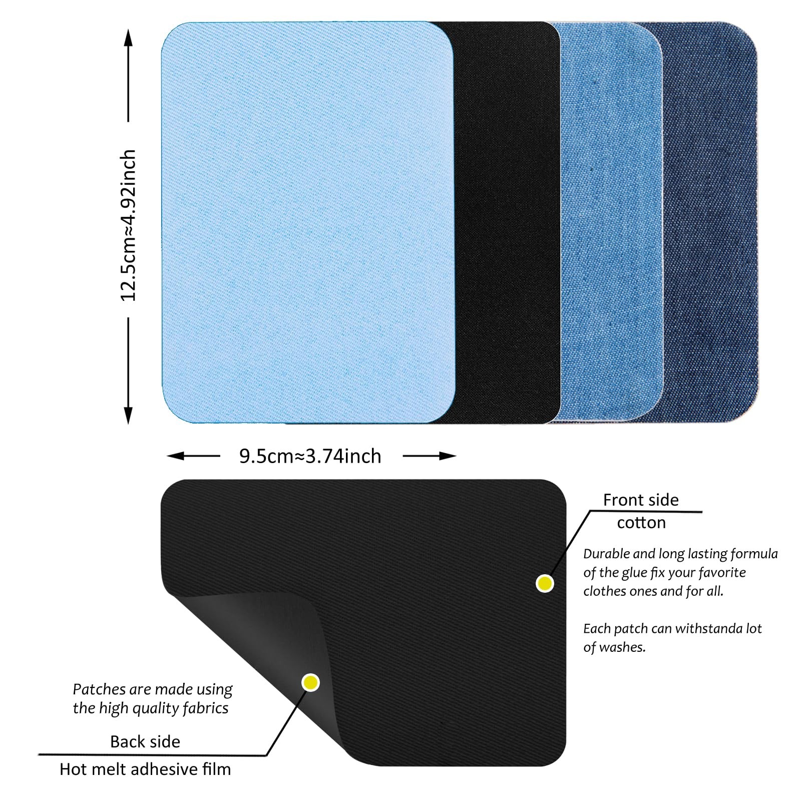 10 Pcs Iron On Patches Fabric Sewing Repair Patches for Jeans Shirts Clothes
