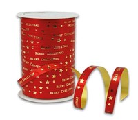 Geschenkband Mit Goldenem Schriftzug Merry Christmas 100M Ringelband Weihnachten