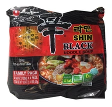 Nongshim Korean Ramen Family Pack 4.59 Ounce Pack of 4 Black Noodles