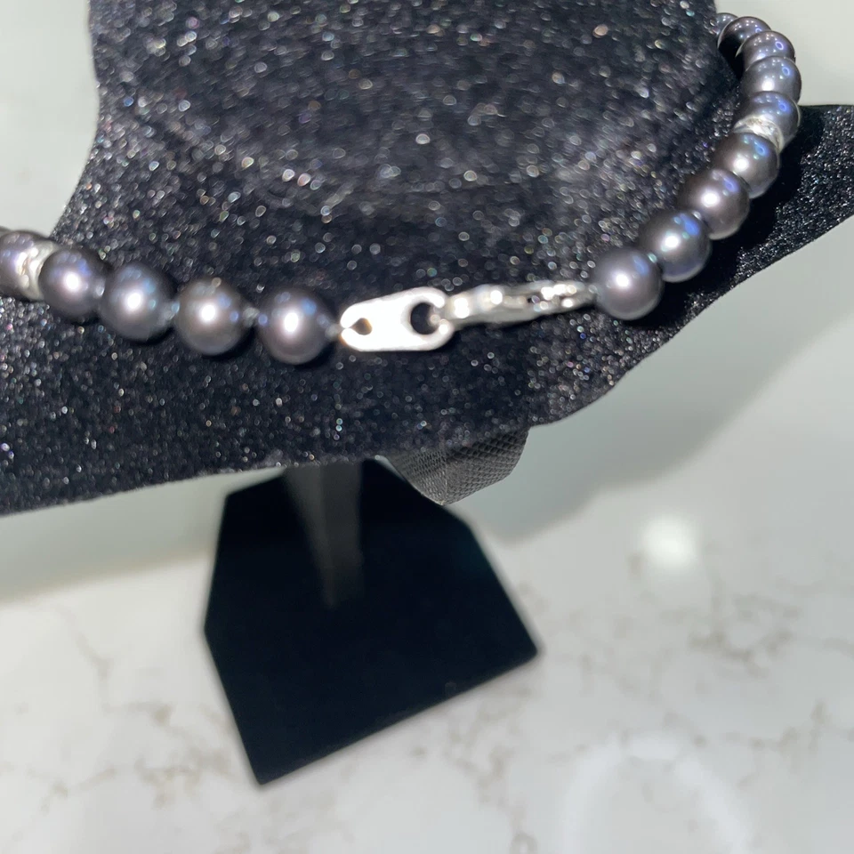 The Danbury Mint Moonlight Kiss cultured pearl/sterling Rhodium Collar Necklace  - Image 3 of 4