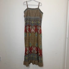 World Market Womens Maxi Sundress Smocked Boho Lagen Beach Vacation Sz L/XL